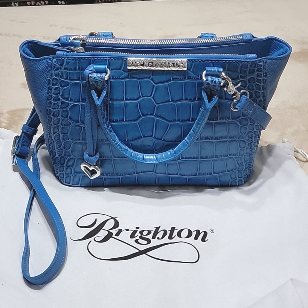 Brighton Mingle Sanders Double Zip Satchel - True Blue *RARE*